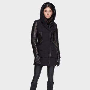 NWT- Brand New:SHAUNA WOMEN'S DOWN COAT WITH LEATHER DETAILS
